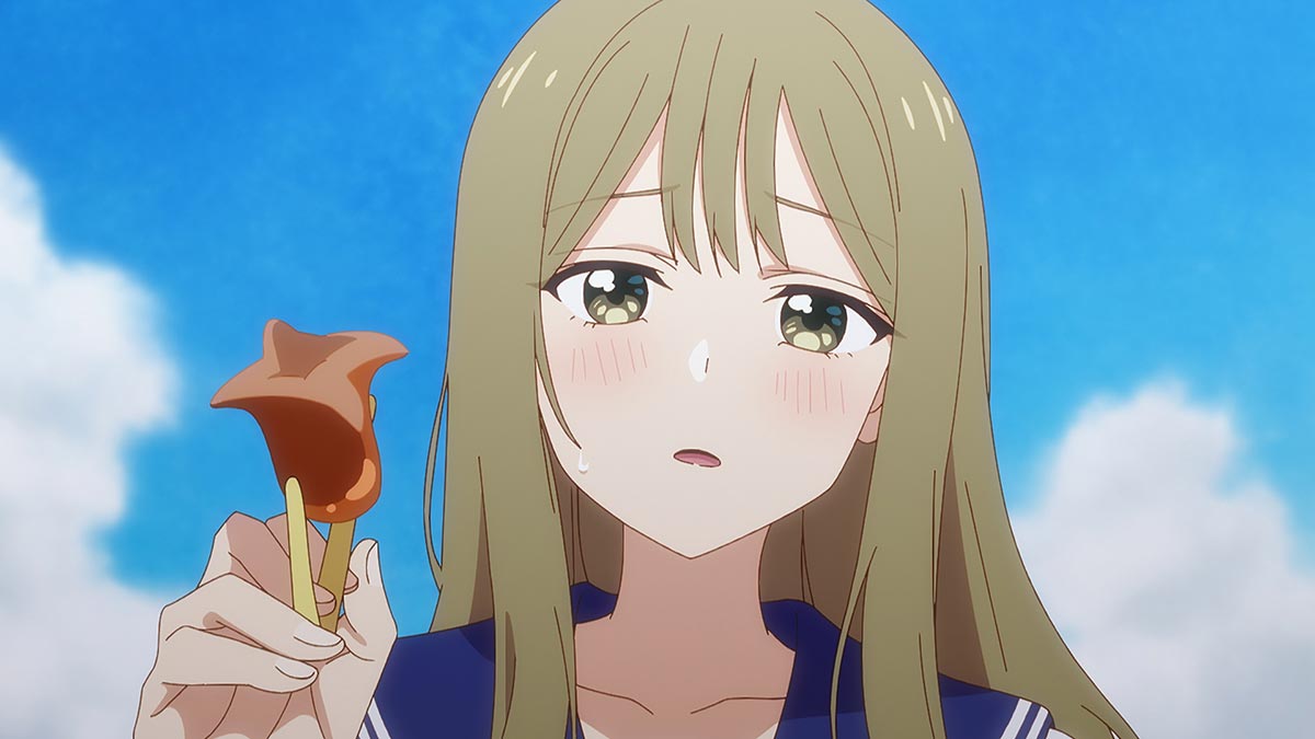 屋上でまことが咲に「あーーーん」をしようとするシーン