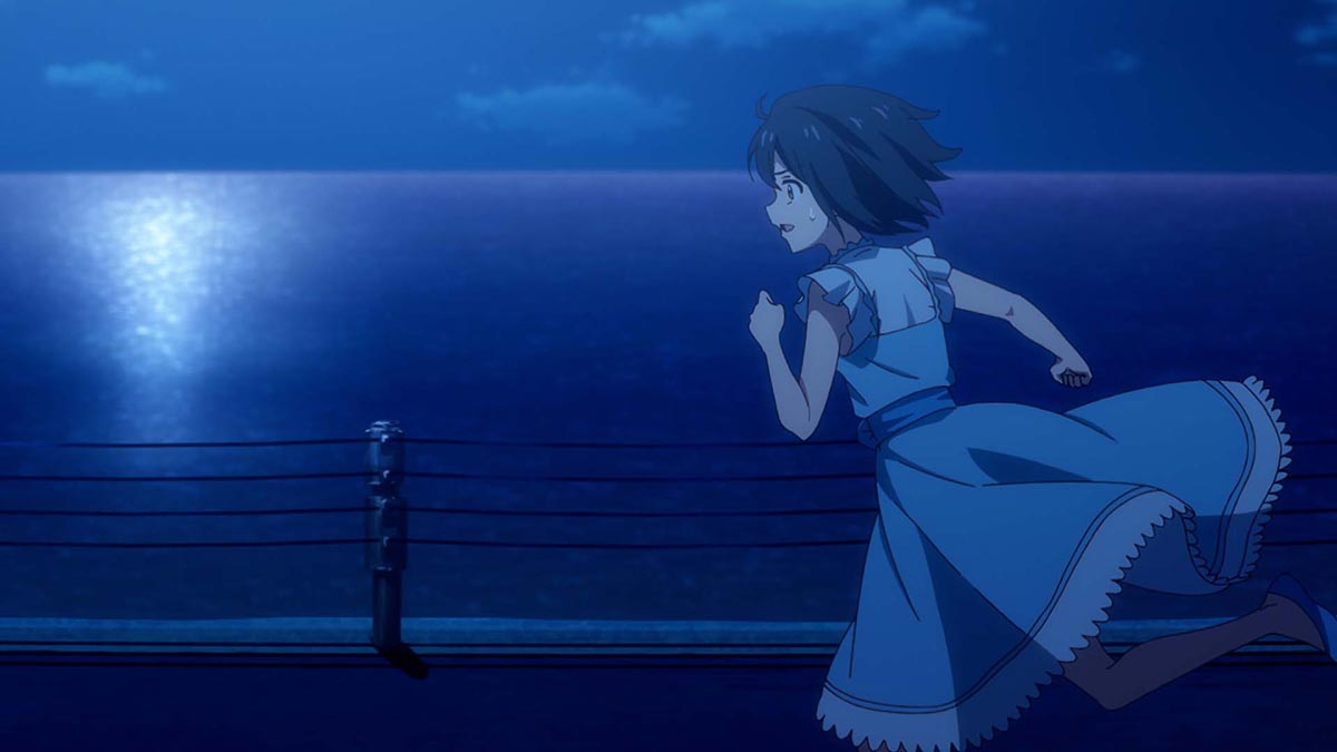 咲がまことのハイヒールがゴミ収集車に回収されたのを見かけ、取り戻しに懸命に走るシーン