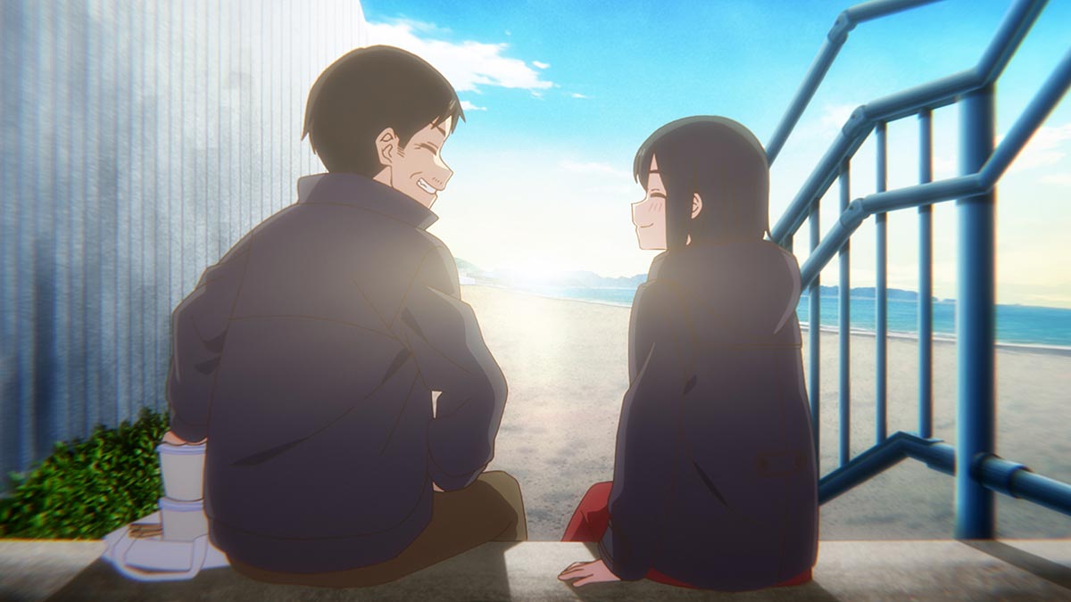 咲と咲のお父さんが海辺で会話をするシーン