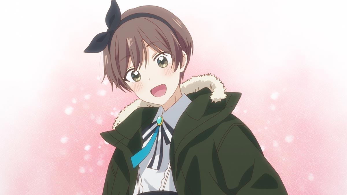 まことがおじいちゃんの作ったアリスの服を着るシーン